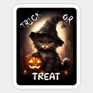 Trick Or Treat Halloween Cat Sticker